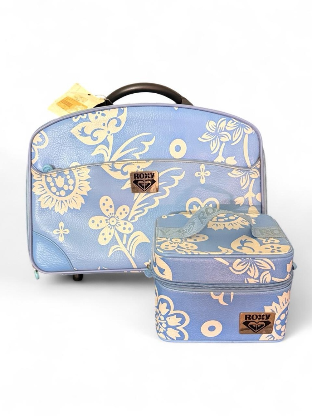 Roxy Light Blue Floral Travel Set with Cream Accents